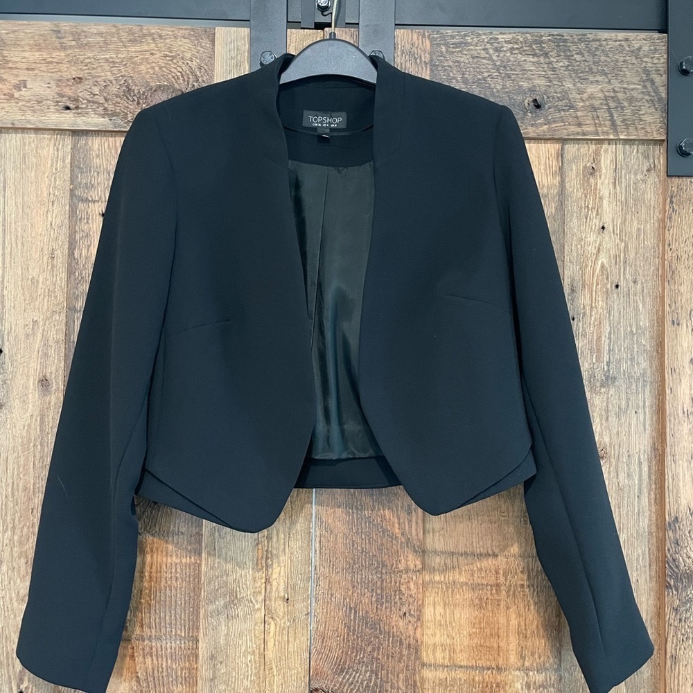Topshop black open bolero dress jacket.